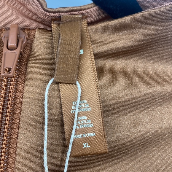 SKIMS All in One Shine Mock Neck Long Sleeve Onesie Catsuit in Caramel Size XL - Picture 10 of 14